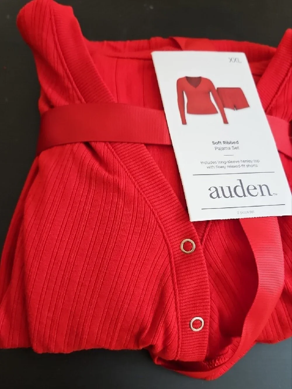 Auden Red Soft Ribbed Pajama Set - Picture 3 of 4